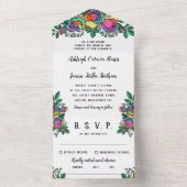 Schöne Rainbow-Rose Blumenzehen All In One Einladung (Innen Boden)