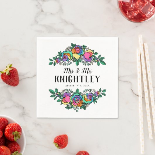 Schöne Rainbow-Rose Blumenzehen Serviette (Beispiel)