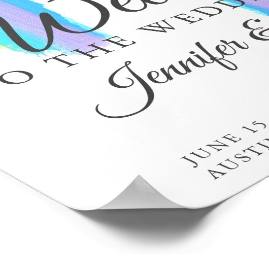 Schöne Rainbow Wedding farbenfrohe Custom Willkomm Poster (Ecke)