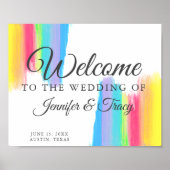 Schöne Rainbow Wedding farbenfrohe Custom Willkomm Poster (Vorne)