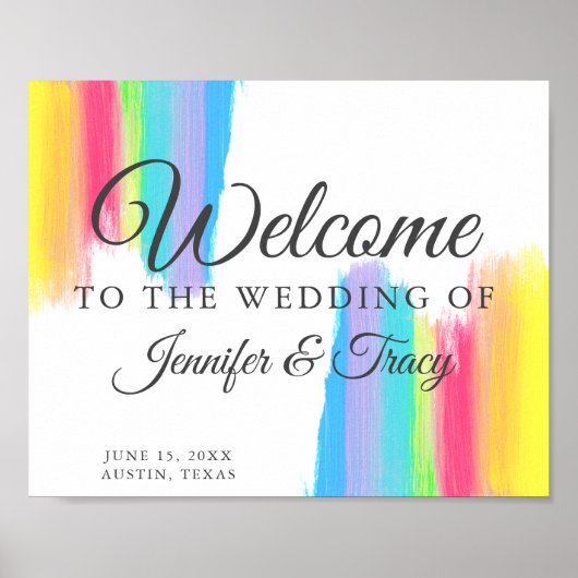 Schöne Rainbow Wedding farbenfrohe Custom Willkomm Poster (Vorne)