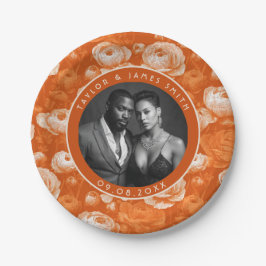 Schöne Ranunculus-Teller für Braut und Bräutigam C Pappteller