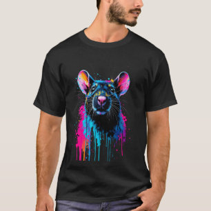 Schöne Rattenliebhaber Bunte Pop-Art-Ratte T-Shirt