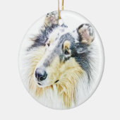 Schöne raue Colliehundekunst Keramikornament (Links)