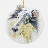 Schöne raue Colliehundekunst Keramikornament (Hinten)