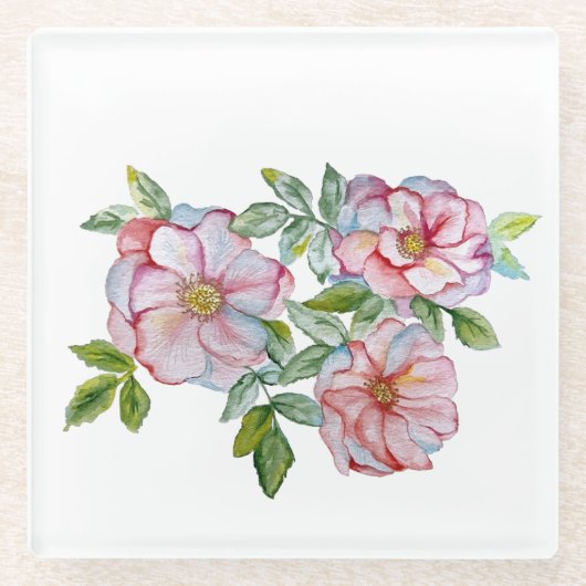 Schöne, realistische Rose. Glasuntersetzer (Vorderseite)