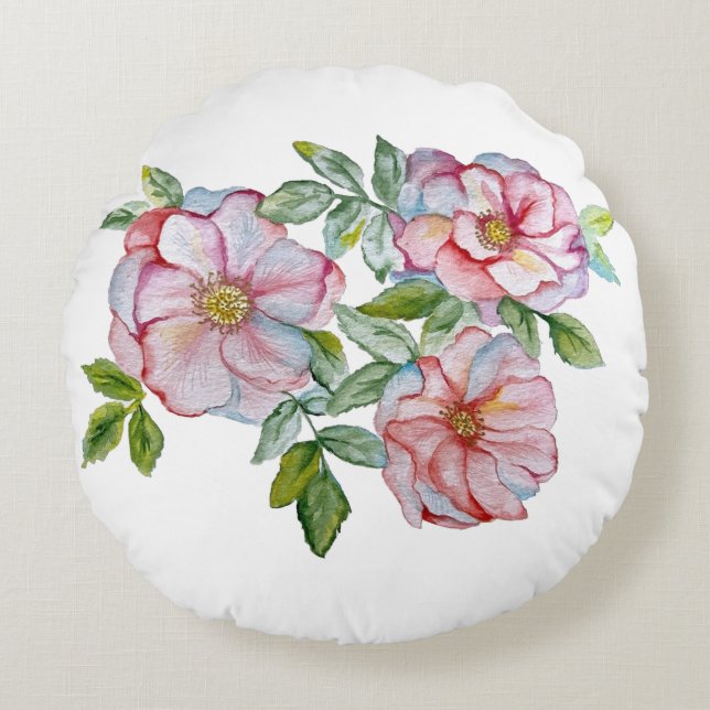 Schöne, realistische Rose. Rundes Kissen (Vorderseite)