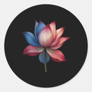 Schöne Red Blue White Lotus Kamala Präsident Runder Aufkleber