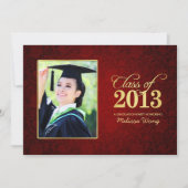 Schöne Red Floral Damask und Goldklasse 2013 Einladung (Vorderseite)