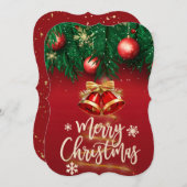 Schöne Red Gold Frohe Weihnachts Wunschkarte Einladung (Vorne/Hinten)