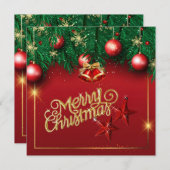 Schöne Red Gold Frohe Weihnachts Wunschkarte Einladung (Vorne/Hinten)