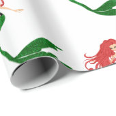 Schöne Red Green Meerjungfrau Weihnachten Geschenkpapier (Rolleneckpunkt)