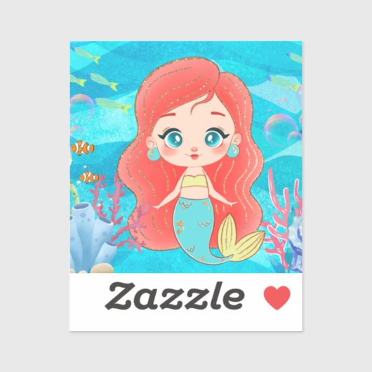 Schöne RED HAIR Meerjungfrau spielt Aufkleber (Blatt)