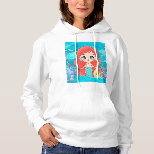 Schöne RED HAIR Meerjungfrau spielt Hoodie (Vorderseite)