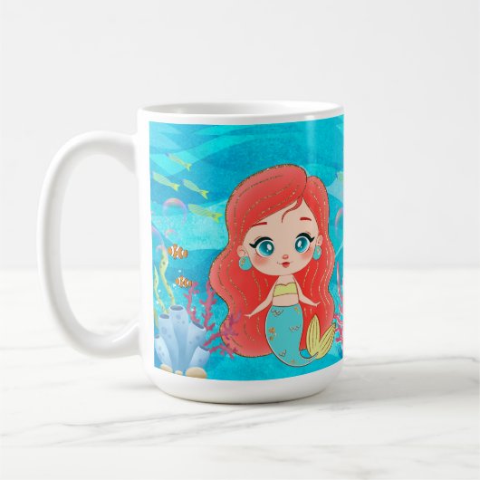 Schöne RED HAIR Meerjungfrau spielt Kaffeetasse (Links)