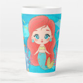 Schöne RED HAIR Meerjungfrau spielt Milchtasse (Vorderseite)
