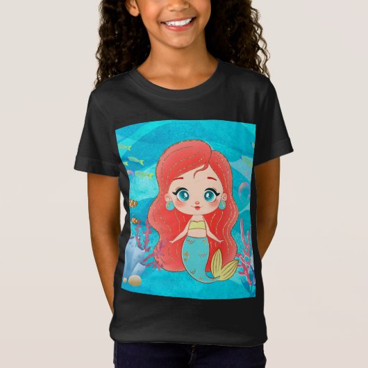 Schöne RED HAIR Meerjungfrau spielt T-Shirt (Vorderseite)