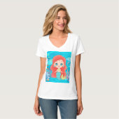 Schöne RED HAIR Meerjungfrau spielt T-Shirt (Vorderseite Vollansicht)