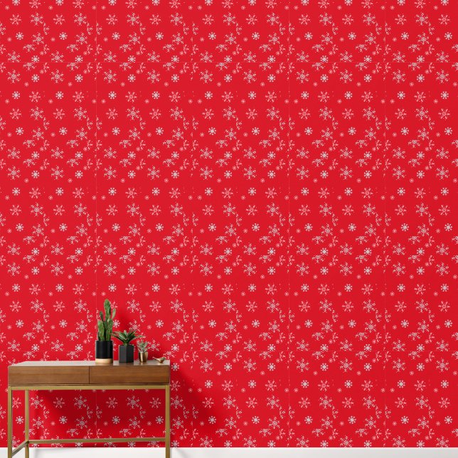 Schöne Red Illustration Schneeflocke Red Backgroun Tapete (Korridor)