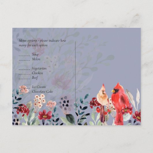 Schöne RED KARDINAL Birds Wedding Postkarte (Rückseite)