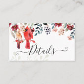 Schöne RED KARDINAL Birds Wedding Visitenkarte (Vorderseite)