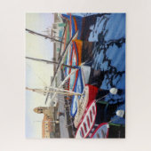 Schöne Red Orange Blue Green Boote in Collioure Puzzle (Vertikal)