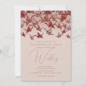 Schöne Red Origami Paper Crane Wedding Einladung (Vorderseite)