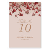 Schöne Red Origami Paper Crane Wedding Tischnummer (Vorderseite)