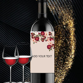 Schöne Red Pink Roses White Lilies Wedding Weinetikett