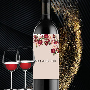 Schöne Red Pink Roses White Lilies Wedding Weinetikett