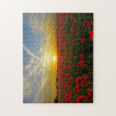 Schöne Red Poppy Field Sunset Fotografie Puzzle (Vertikal)