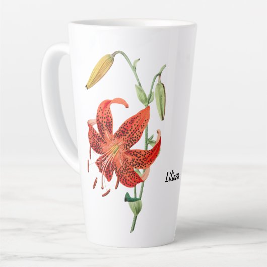 Schöne Red Tiger Lily Floral Coffee Tasse (Linke Ecke)