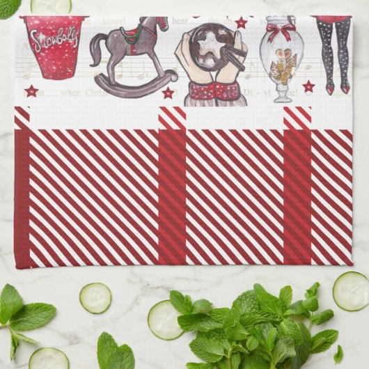 Schöne Red Watercolor Weihnachten Geschirrtuch (Gefaltet)