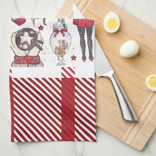 Schöne Red Watercolor Weihnachten Geschirrtuch (Viertel Falte)