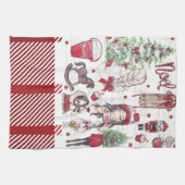 Schöne Red Watercolor Weihnachten Geschirrtuch (Horizontal)