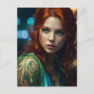 Schöne Redhead-Frau Postkarte
