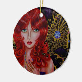 Schöne Redhead Jewel Fairy Green Eyes Keramik Ornament (Links)
