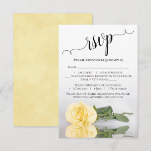 Schöne reflektierende Buttergelbe Rosenhochzeit RSVP Karte