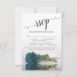 Schöne Reflektion Aquamarine Rose Elegante Hochzei RSVP Karte