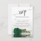 Schöne Reflektion der Grünen Rose Hochzeit RSVP Karte (Vorderseite)