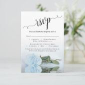 Schöne Reflektion dusty Blue Rose Wedding RSVP Karte (Stehend Vorderseite)