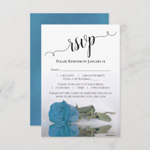 Schöne Reflektion türkisblaue Rose Hochzeit RSVP Karte