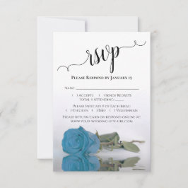 Schöne Reflektion türkisblaue Rose Hochzeit RSVP Karte