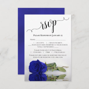 Schöne Reflektion Vivid Royal Blue Rose Wedding RSVP Karte