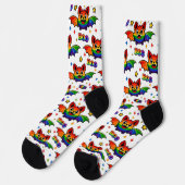 🦇🌈 Schöne Regenbogen-Fledermaus-Crew Socken (Linkes Detail)