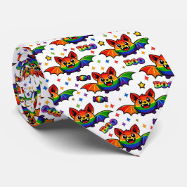 🦇🌈 Schöne Regenbogen-Fledermaus-Süßigkeiten-Kraw Krawatte