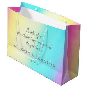 Schöne Regenbogen-Hochzeit Personalisiert Große Geschenktüte