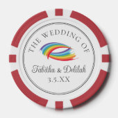 Schöne Regenbogen-Hochzeit Personalisiert Pokerchips (Vorderseite)