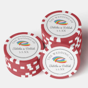Schöne Regenbogen-Hochzeit Personalisiert Pokerchips