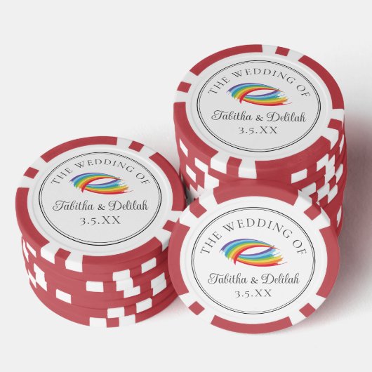Schöne Regenbogen-Hochzeit Personalisiert Pokerchips (Stapel)